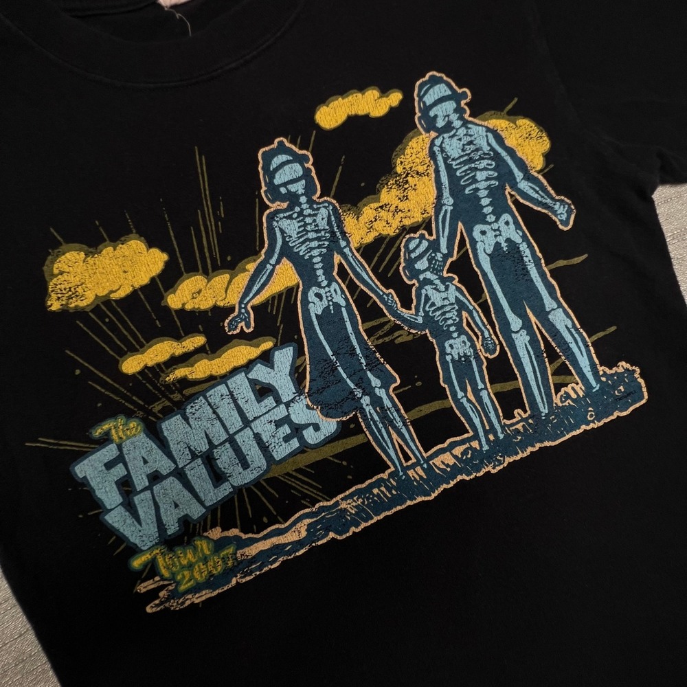 Vintage Family Values Tour 2007 T-Shirt Korn Evanescence Anvil Black Small - Picture 2 of 9